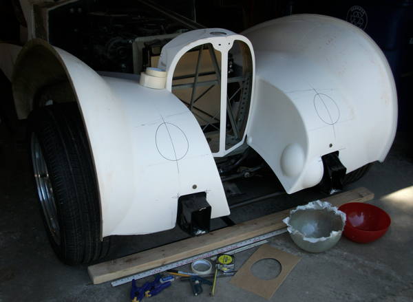 Front fender headlight hole layout