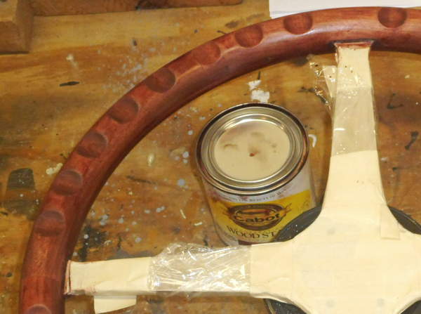 rim sanded & stained red mahogany